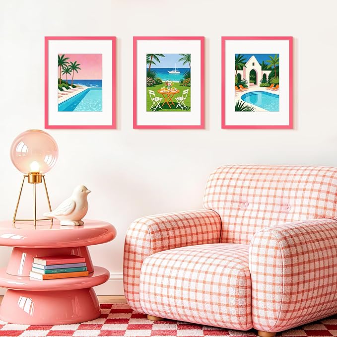 upsimples 12x16 Picture Frame, Display Pictures 8.5x11 with Mat or 12 x 16 Without Mat, Wall Hanging Photo Frame, Hot Pink, 1 Pack