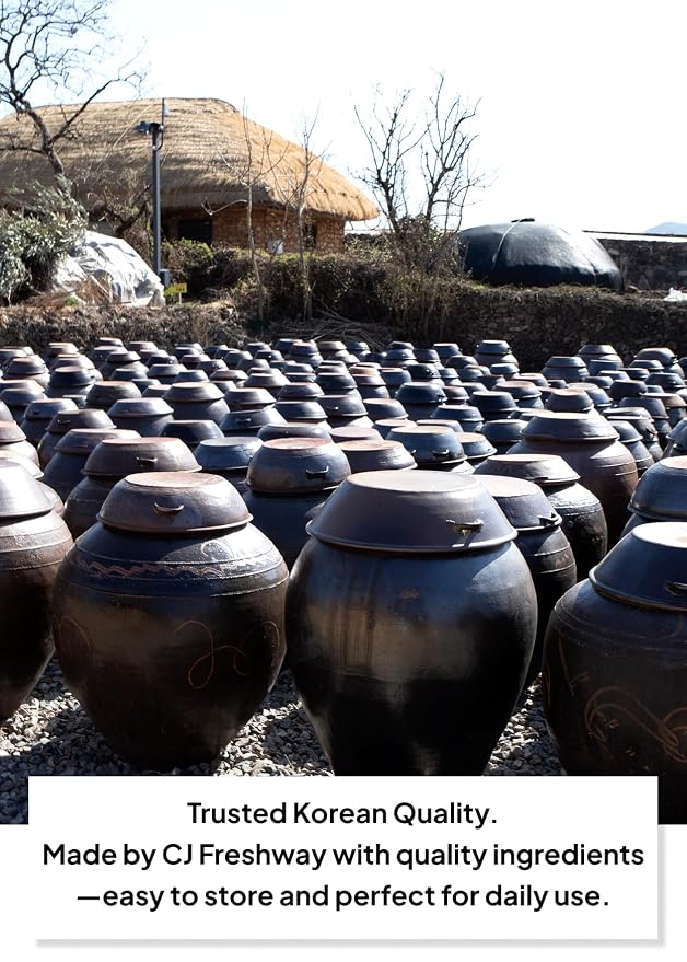 Korean Food CJ Freshway Naturally Brewed Soy Sauce, Cooking, 60.9oz (3.8lb) | Naturally brewed Korean soy sauce suitable for cooking, marinades, and family-size use