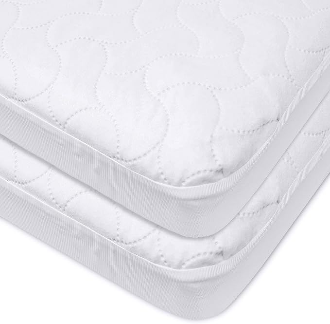 American Baby Company 2 Pack Waterproof Fitted Pack and Play Mattress Protector 39" x 27" - Quilted, Noiseless, Soft & Breathable Playpen and Pack n Play Mattress Cover