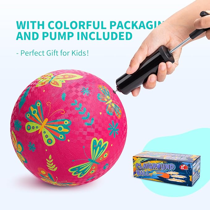 ZOOJOY Pack of 2 Cartoon Playground Balls for Kids 1-6, 6 Inch Rubber Balls for Dodgeball, Rubber Bouncy Kickball, Indoor & Outdoor Game Gaga Balls for Boys Girls with Pump