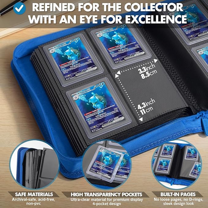 FunGuys Toploader Binder – 4 Pocket Trading Card Binder for 128 Top Loaders, Pokemon Card Binder, MTG, Yugioh, Sports Cards, TCG Storage Album, Zipper Card Collector Folder