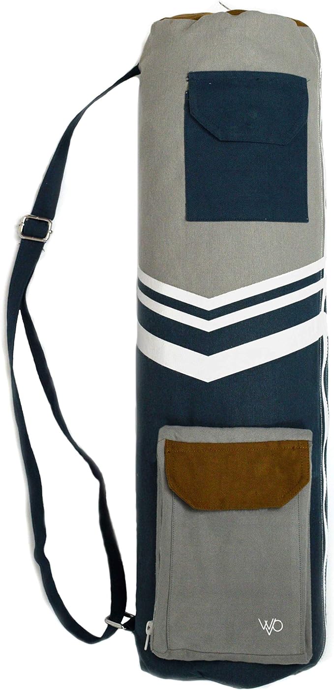 Open Road Goods Eco Friendly Yoga Mat Bag | Organic Yoga Bag For Extra Wide Mats | Yoga Mat Carrier for Men & Women: Full Zip, Adjustable Carry, Pockets, 100% Cotton Canvas
