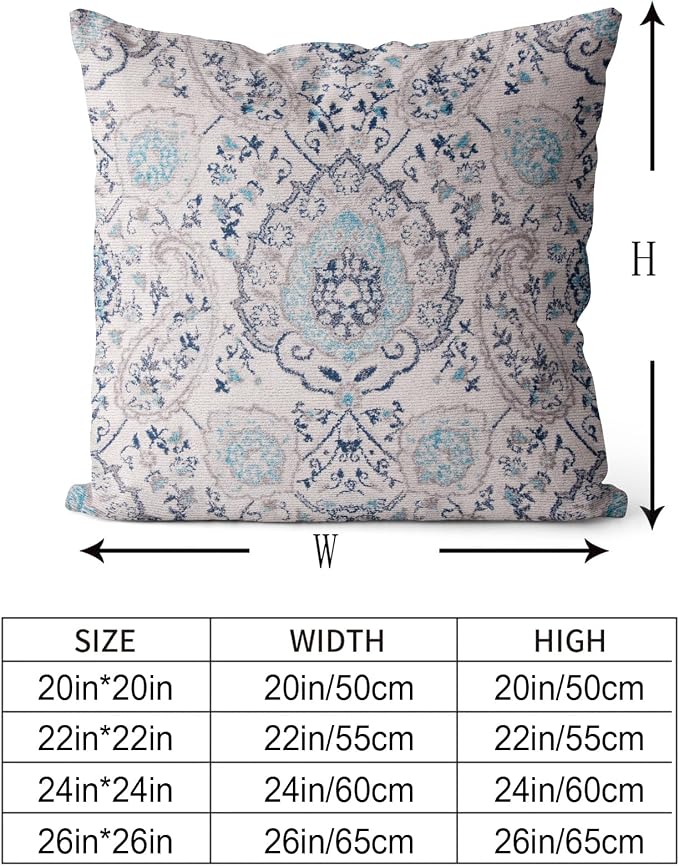 Snycler Boho Throw Pillow Covers 24x24 inch Set of 2 Terracotta Rust Blue Colored Throw Pillows Double Sided Boho Home Soft Decor for Bedroom Living Room Couch & Sofa (No Inserts)