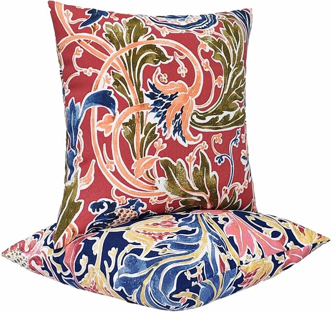 JMGBird Outdoor Pillowcases Waterproof Outdoor Pillows Covers | 18x18 Outdoor Throw Pillow Covers 2 Color Combinations Outdoor Patio Pillows for couch
