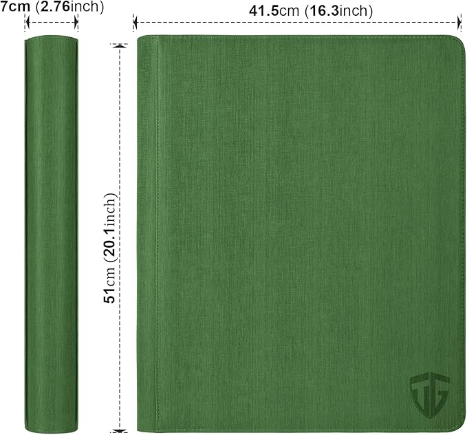 16 Pocket Toploader Binder,Holds 640 3”x4” Toploader Hard Cases,Sleeves Card Collection Binder,20 Double Sided Pages,Compatible with Trading & Sports Holder(Dark Green)