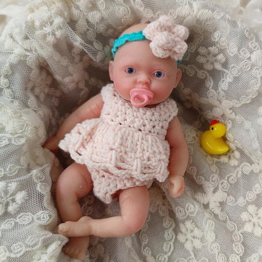 Mire & Mire 4.5" Micro Preemie Full Body Silicone 13cm Baby Girl Doll Lifelike Mini Reborn Doll Surprice Children Anti-Stress (A)