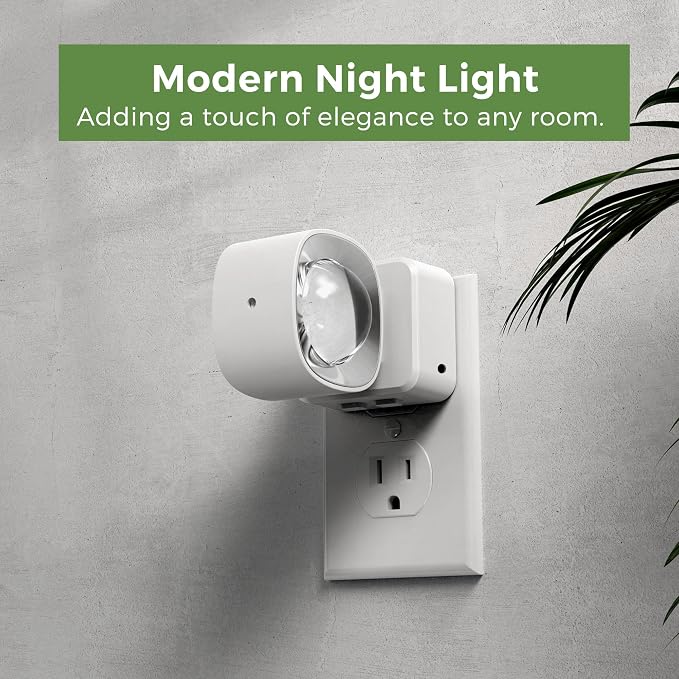 L LOHAS LED Night Lights Plug into Wall, Night Light Projector Light Sensor | Dusk to Dawn Sensor, Rotating White Nightlight for Kids, Soft White Ambient Lighting for Bathroom, Gaming Room, Gifts,1 Pack