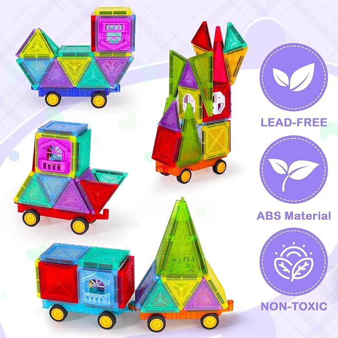 ShowyLive 4 Piece Car Truck Construction Kit Toy Set, Educational and Creative Toy for Boys and Girls Ages 3+