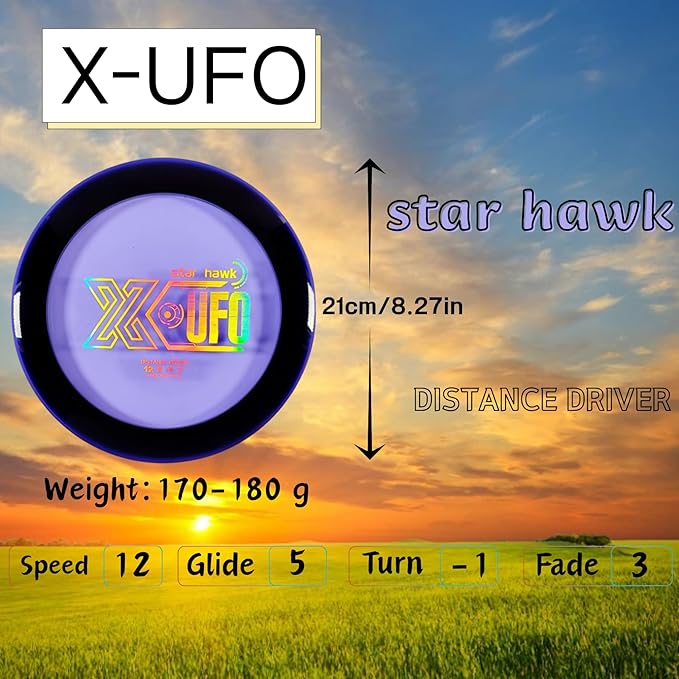 X-UFO Disc Golf Set - Disc Golf Starter Set 5 Pieces, with Putter, Driver, Mid-Range Discs, Mini Discs,Disc Golf Discs Set 170-180 Grams,PDGA Certified Golf Disc (Set 4)