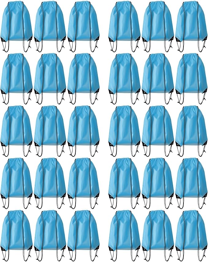 Drawstring Backpack Bulk 30Pcs Draw String Backpack Bags DIY Gym Sports Traveling Yoga Cinch Bag Sackpack Drawstring (sky blue)