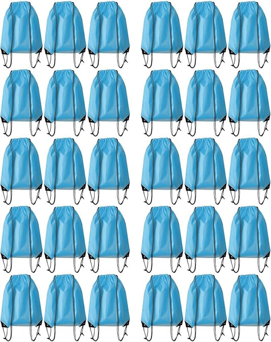 Drawstring Backpack Bulk 30Pcs Draw String Backpack Bags DIY Gym Sports Traveling Yoga Cinch Bag Sackpack Drawstring (sky blue)