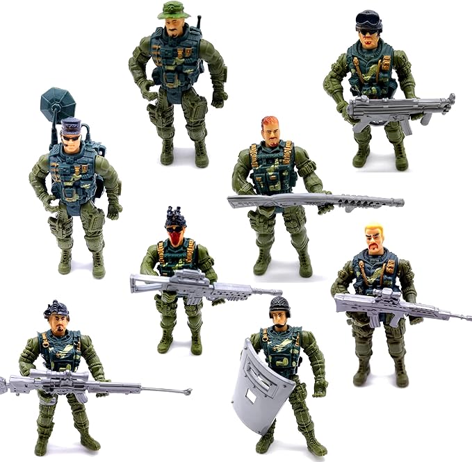 Guaishou Action Figures Army Men Soldiers Toys 8 Pack Military Toy Playset Realistic Accessories