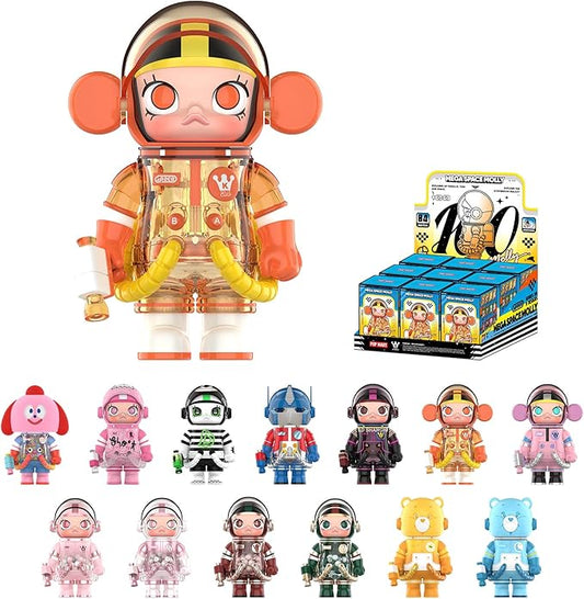 POP MART MEGA Space Molly 100% Series4, 9PCs Blind Box Figures, Random Design Action Figures Collectible Toys Home Decorations, Holiday Birthday Gifts for Girls and Boys, Whole Set (9PCs)