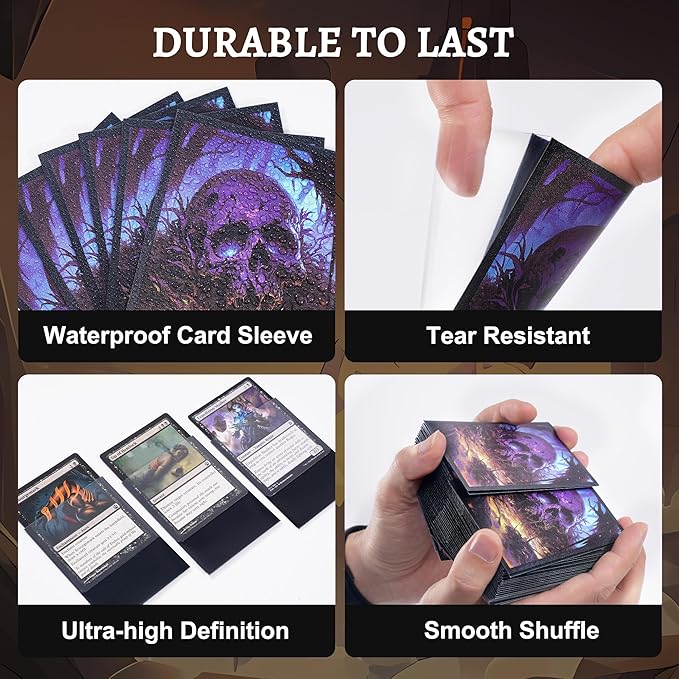 Kabinka MTG Card Sleeves - 100 Standard Size Pack Clear Front & Matte Finish Back with Skull, Premium Sleeves for Magic The Gathering TCG