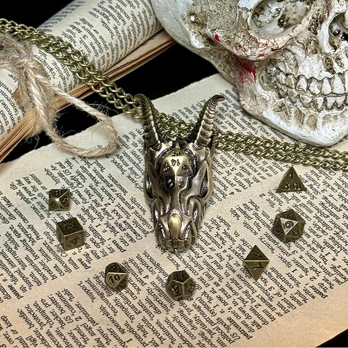 2025 Dragon Necklace for DND Dice Set, 7-in-1 Dragon Metallic D&D Dice with Gift Case for Dungeons and Dragon Game, RPG Role Playing Table Game Gifts (Gold)