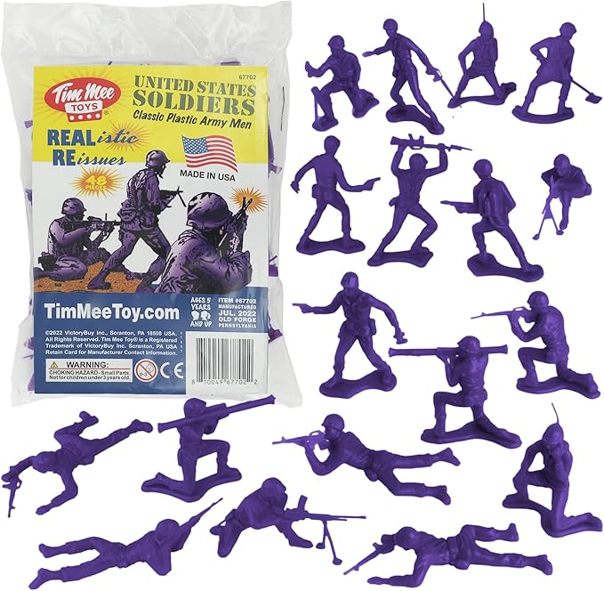 TimMee Plastic Army Men - Purple 48pc Toy Soldier Figures - Made in USA