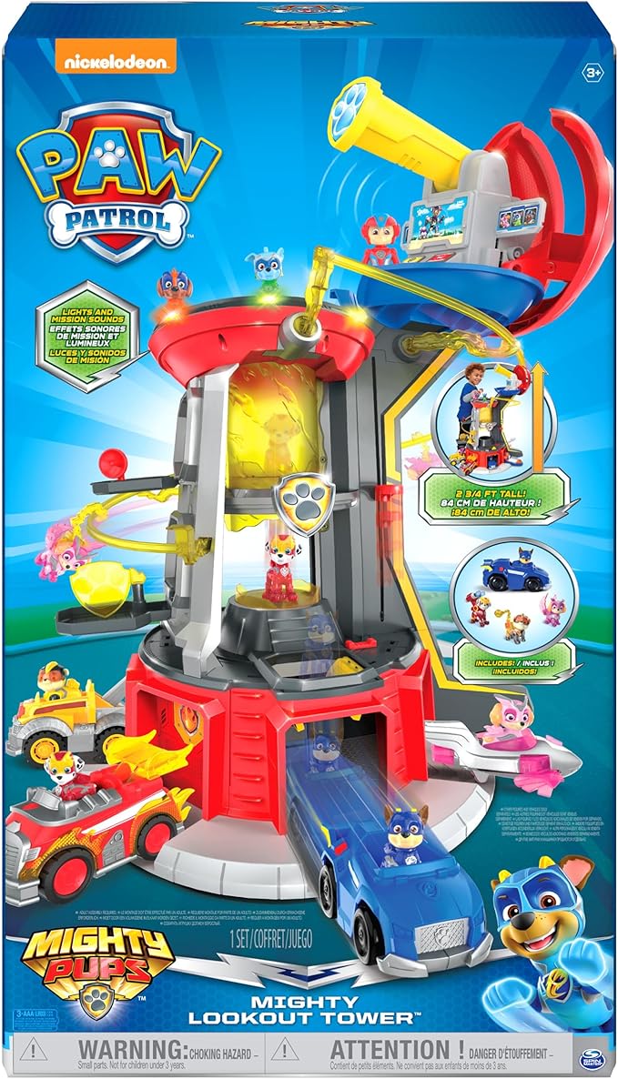 Paw Patrol, Mighty Lookout Tower with 4 Exclusive Bonus Action Figures, Toy Car, Lights and Sounds (Amazon Exclusive), Kids Toys for Ages 3 and up
