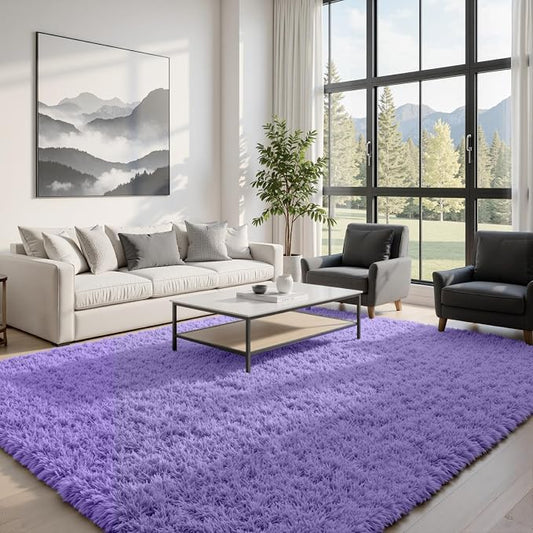 6x9 Area Rugs for Living Room Rug: Soft Fluffy Shag Purple Rugs for Bedroom, Non-Slip Large Fuzzy Plush Rug Indoor Floor Carpet for Nursery Kids Boys Girls Room, Dorms, Playroom, Modern Home Decor