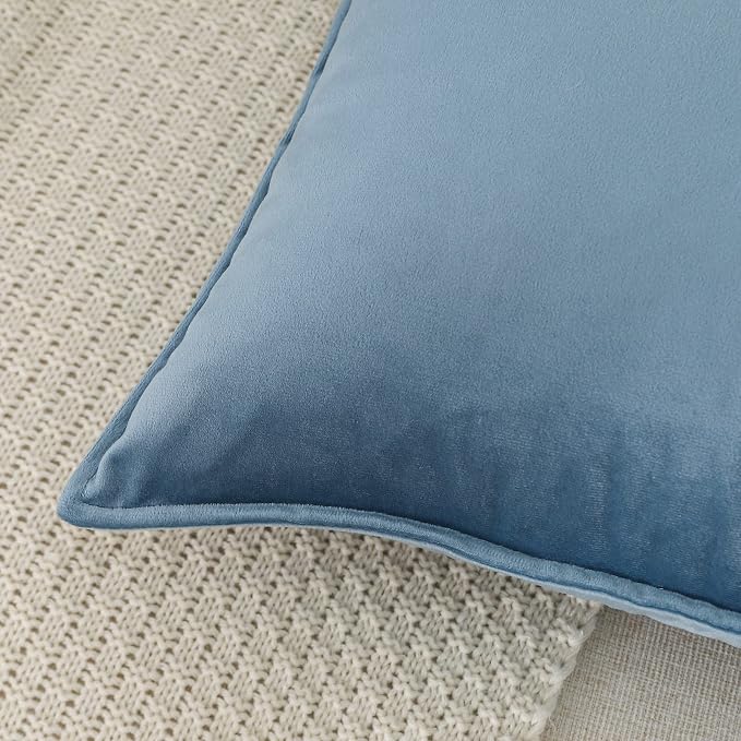 Velvet Stone Blue Throw Pillow Covers 12”x20”Pack of 2 Soft Decorative | Square Cushion Covers for Couch Sofa Bed Livingroom Car Home Decor,30x50Cm