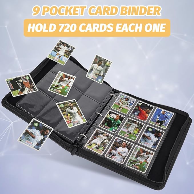 GERMUN 9 Pocket Card Binder, Premium Zip Trading Card Binder, 720 Double Sided Pocket PU Card Collection Binder, Collector Card Album, Card Folder for MTG, TCG, Sports Cards, Game Cards (DARK BLUE)