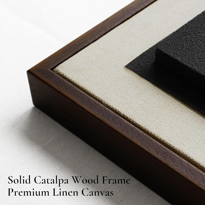 Thalasse Modern Abstract Wall Art Large Framed 3D Black White 24x36 In | Textured geometric sandstone architecture pictures, living room office hallway decor, 2 piece set