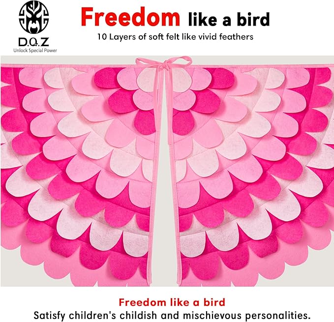 D.Q.Z Bird-Wings-Costume for Kids Dress Up, Felt Feathered Owl Parrot Chicken Animal Role Play Costume, Gift for Girl Boys