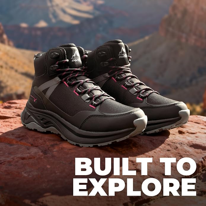 NORTIV 8 Women's Hiking Boots Waterproof Lightweight Outdoor Trekking Comfortable Non-Slip Backpacking Camping Ankle Boot Hollow