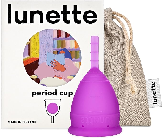 Lunette Menstrual Cup - Reusable Period Cup – Medical-Grade Silicone | 12‑hour Comfort, Reusable up to 10 years, BPA‑free, Tampon alternative, Made in Finland, Size 1 Violet