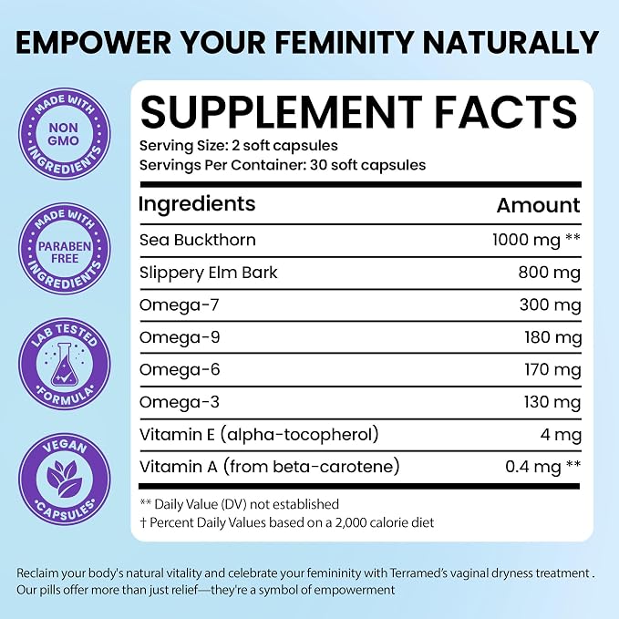 Hydro Gyn Vaginal Moisturizer Pills | Slippery Elm for Women Formulated to Support Healthy Moisture, Mood & Relaxation | Feminine Care Oral Capsules for Vaginal Dryness, ph Balance 60 Capsules