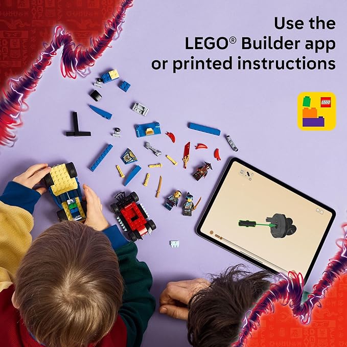 LEGO NINJAGO Rogue vs. Drix Race Car Duel Building Toy for Preschool Kids - Ninja Toy with Starter Brick for Boys & Girls, 4+ - Gift Idea for Birthdays & Dragons Rising Fans - 71840