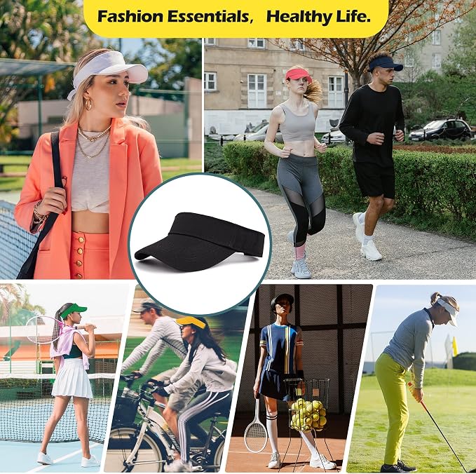 Zando 3.2" Structured Brim Visor Hats for Women, UPF 50+, Golf/Tennis | 3.2"Structured Brim Adds Sun Coverage, Steady View, Quick-dry Sweatband, Open-Top Ponytail Fit, Adjustable Fit & Lightweight