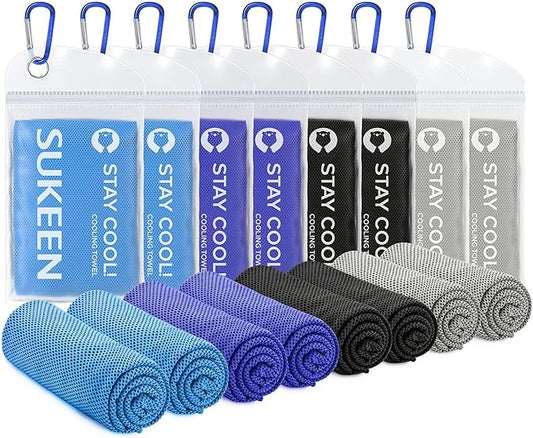 Sukeen Cooling Towels(40"x12") for Neck & Head, Soft Breathable Chilly Towel for Yoga, Golf, Gym, Camping, Running, Workout & More Activities