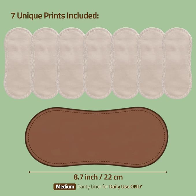 Made in EU - Ultra-Thin Reusable Panty Liners (Medium, 7-Pack) – High-Temp Washable Cloth Panty Liners for Women – Durable & Breathable Organic Cotton Keeps You Fresh & Dry for Daily Vaginal Discharge
