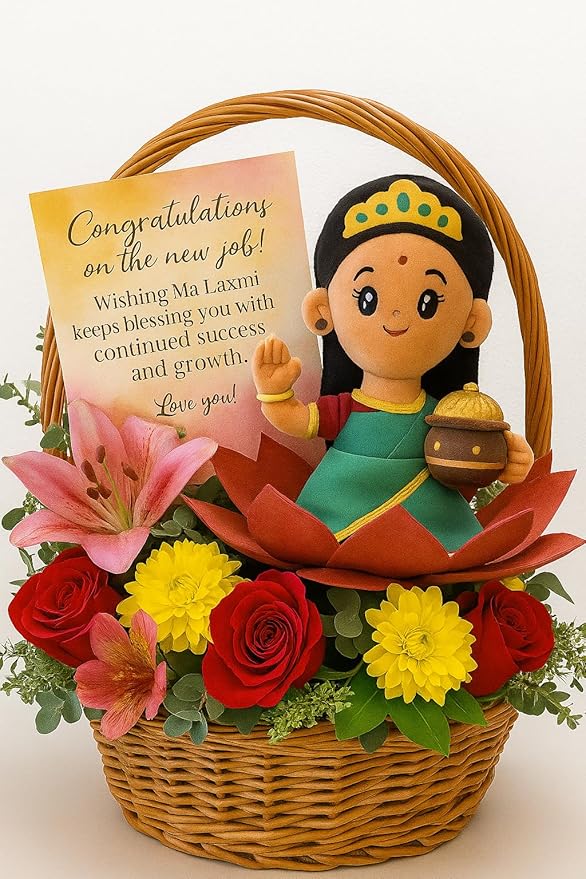 MODI TOYS Laxmi Devi Collection - Mantra Singing Plush Toys and Book | Ideal for Newborns, Infants, Toddlers, Grandparents | Best for Diwali, Baby Shower, Birthday, Housewarming