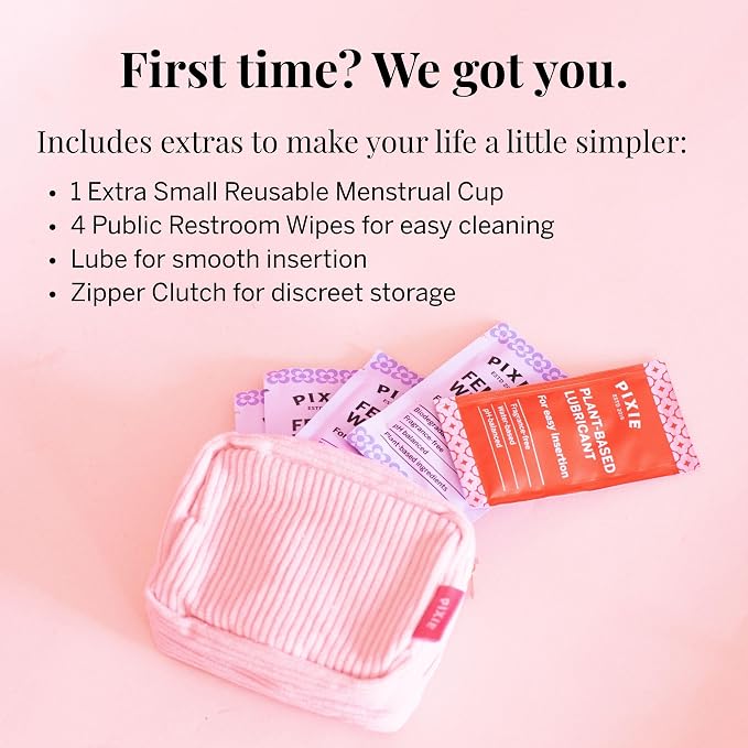 Pixie Soft Menstrual Cup - Ranked 1 for Most Comfortable Reusable Period Cup - Buy One We Give One - Includes Ebook Guide, Cleaning Wipes, Lube, & Storage Bag - Tampon and Pad Alternative
