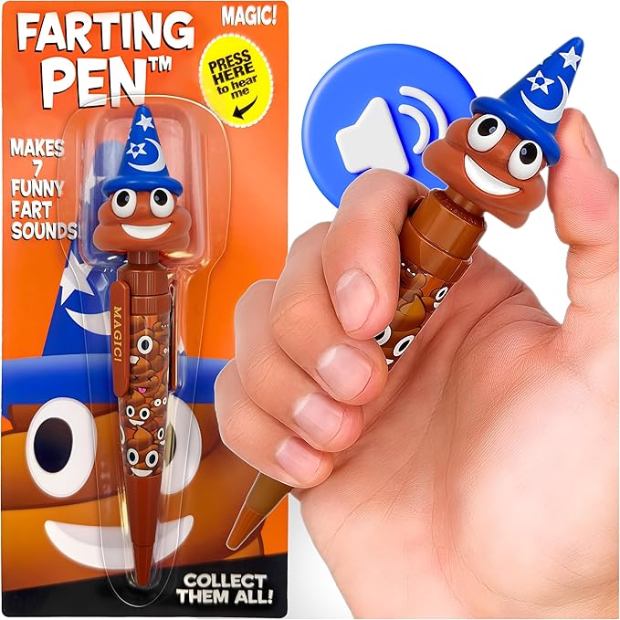 Farting Poop Pen with Multiple Funny Sounds - Perfect Halloween Games & Novelty Gift for Teens, Kids & Boys - Pen & Prank Toy for Halloween Parties, Games & Family Fun All Day (Wizard)