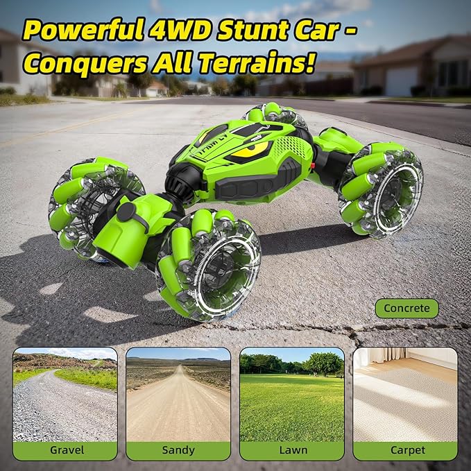 Unique 4WD High Speed RC Cars, Gesture Sensing Remote Control Cars for Boys 8-12, Double‑Sided Driving RC Drift Car, 360° Rotating Stunt Car Toys, Outdoor Toys for Kids Ages 6 7 8 9 10 11 12 Year Old