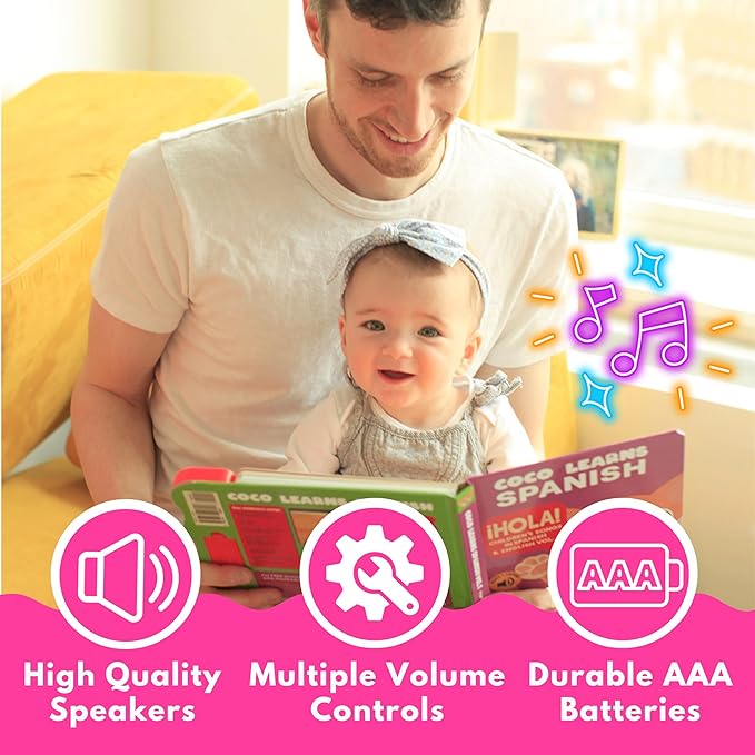 Bundle Deal, Spanish Toys for Toddlers 1-3, Spanish Baby Books, Bilingual Children’s Book, Baby Books 0-6 Months in Spanish, Libros En Español para Niños, Baby Musical Toys