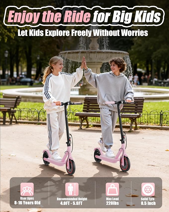 Maxshot Electric Scooter, 8.5" /10" /14" Tire, 16/19/22 Mph Top Speed, 12/16/21/27/28/49/50 Miles Long Range, Folding Escooter for Adults and Kids with Seat Bag, Dual Braking, Dual Suspension, App