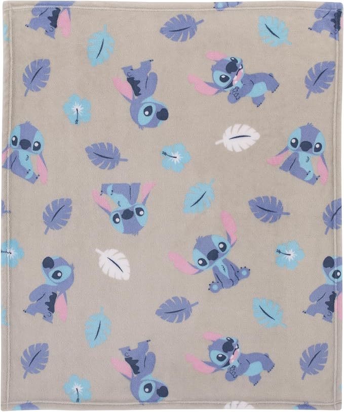 Disney Stitch Gray, Blue, Aqua, and White Super Soft Plush Baby Blanket