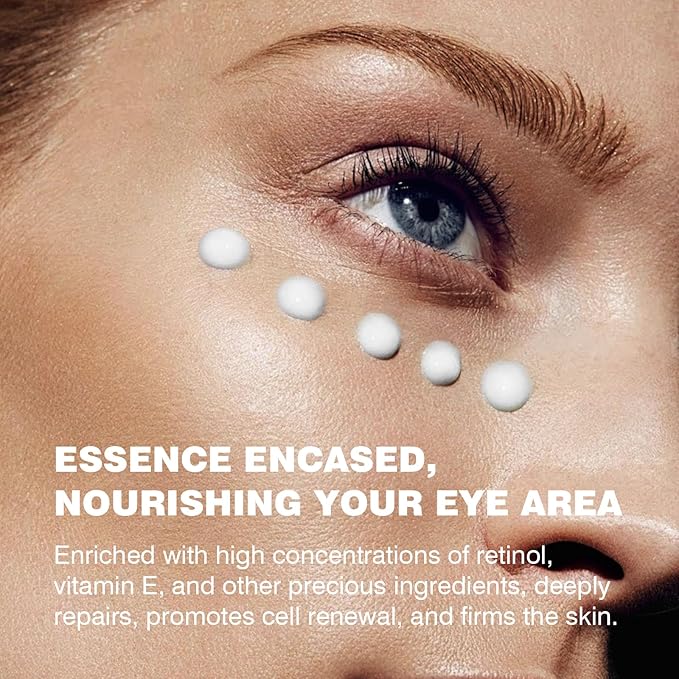 Retinol Eye Cream for Dark Circles and Puffiness, Anti-Aging Under Eye Cream with Hyaluronic Acid, Peptides & Caffeine, Helps Reduce Eye Bags, Smooth Wrinkles and Fine Lines, Hydrating Eye Treatment