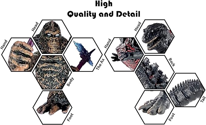 TwCare Set of 2 Legendary Shin Godzilla vs King Kong Toy Action Figures, Movable Joints Movie Series Soft Vinyl, Carry Bag