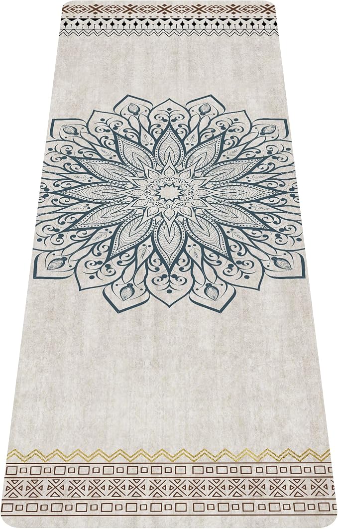 nuveti Printed Travel Yoga Mat-1/16 Inch Thick Non Slip Fitness Workout Mat with Carrying Bag, Foldable Lightweight Suede & Natural Rubber Yoga Mat for Yoga Pilates and Fitness 72" L x 24" W x 1.5mm