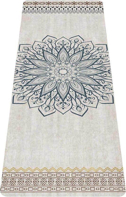 nuveti Printed Travel Yoga Mat-1/16 Inch Thick Non Slip Fitness Workout Mat with Carrying Bag, Foldable Lightweight Suede & Natural Rubber Yoga Mat for Yoga Pilates and Fitness 72" L x 24" W x 1.5mm