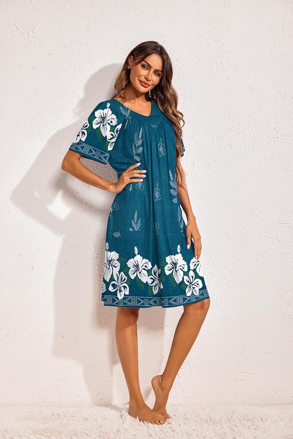 Ekouaer Womens House Dress Floral Print Moo Moos Nightgowns Moomoo Dresses Mumus with Pockets