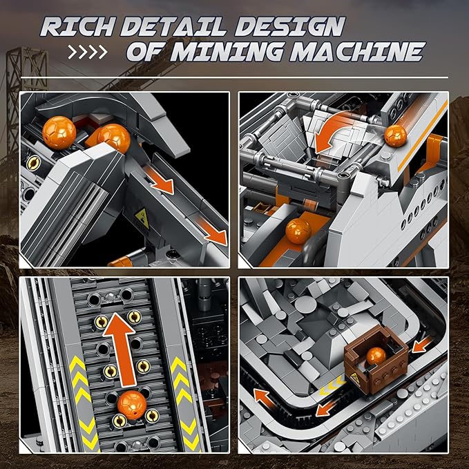 Electric Mining Machine Building Set with Dual Motors and GBC Balls, Technic Construction Toy Sets 22023, STEM Toy for Teens 14+, Adults & Engineers, Challenging Construction Vehicle Gift