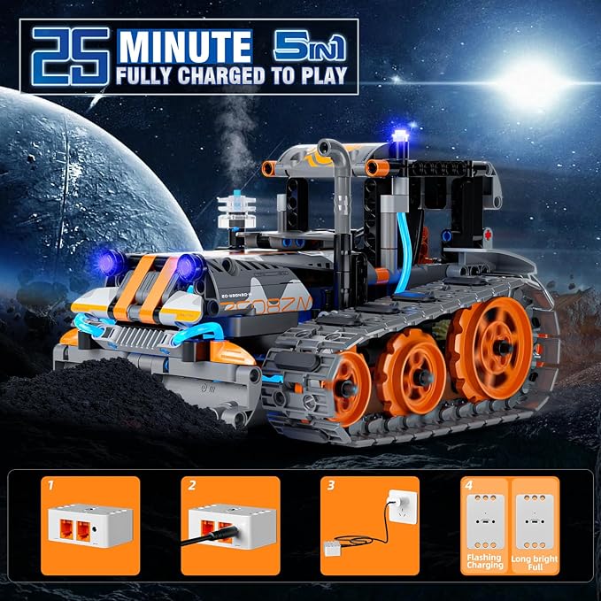 STEM Building Toys for Boys 6-12, 5in1 Remote & APP Controlled Car/Tank/Robot/Tracked Racer STEM Building Kit, RC Car 552 Pcs Educational Learning Building Blocks for Kids, RC Car Set for Boy Girls