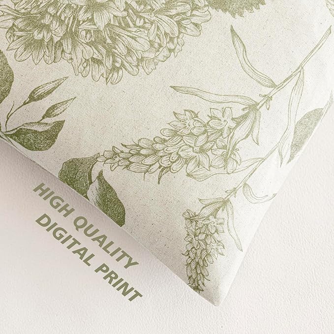 Foindtower Set of 2 Linen Floral Throw Pillow Covers Vintage Accent Print Decorative Cozy Cushion Covers Farmhouse Boho Home Decor for Sofa Chair Couch Bedroom Living Room,18×18 Inch,Light Green