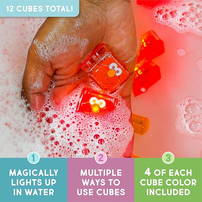 Glo Pals x Sesame Street Water-Activated Light-Up Cubes Bundle for Sensory Play - 12 Packs (Sunny Days are Here) - Valentine Day Gift