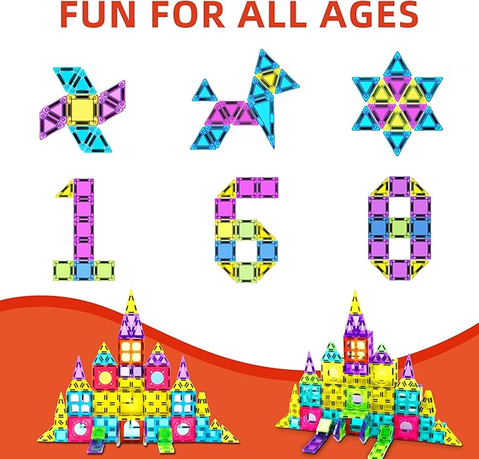 250 PCS Magnetic Tiles for Kids,Magnetic Blocks for Kids with Christmas Theme, Magnetic Building Blocks Set, 3D SETM Educational Toddler Toys